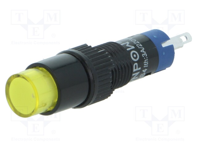 Switch: push-button; Pos: 2; SPDT; 0.5A/250VAC; 1A/24VDC; yellow