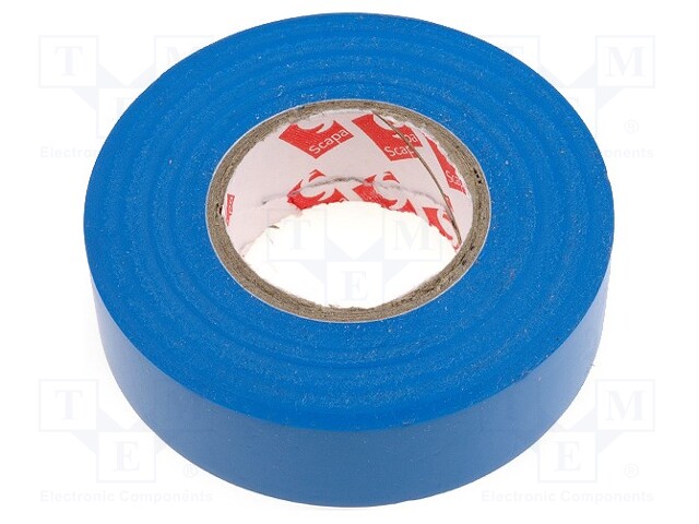 Tape: electrical insulating; W: 19mm; L: 25m; D: 0.13mm; blue; rubber