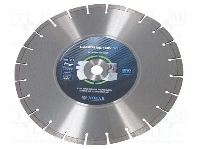 Cutting diamond wheel; Ø: 350mm; Øhole: 25.4mm; Laser Beton 10