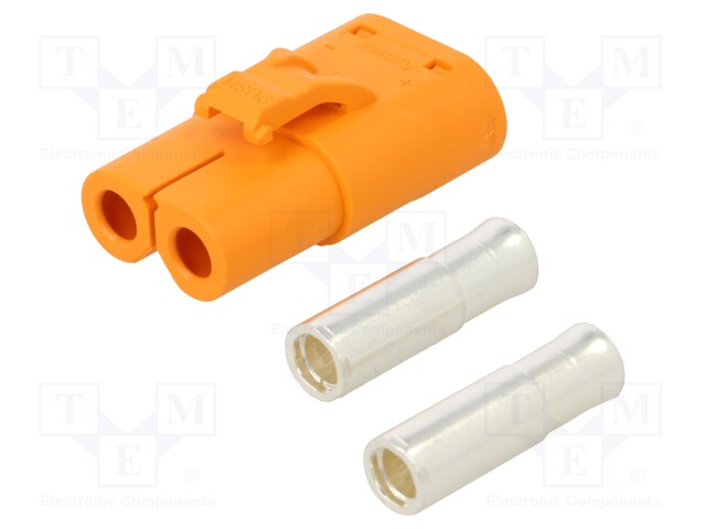 Plug; DC supply; LC; female; PIN: 2; for cable; soldering; orange