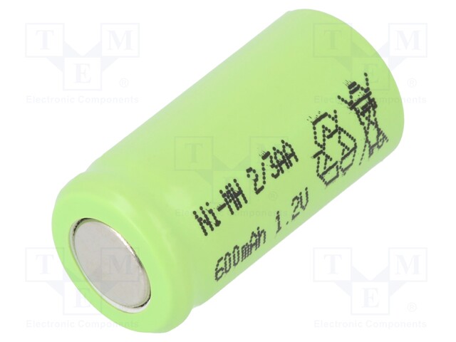 Re-battery: Ni-MH; 2/3AA; 1.2V; 600mAh; Ø13.9x28.1mm