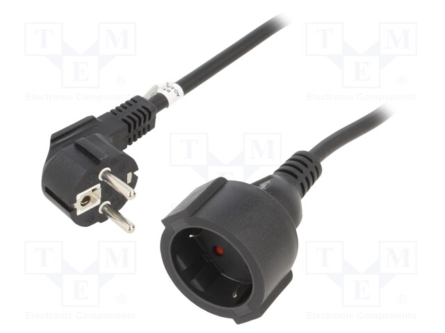 Extension lead; Sockets: 1; PVC; black; 3x1,5mm2; 3m; 16A