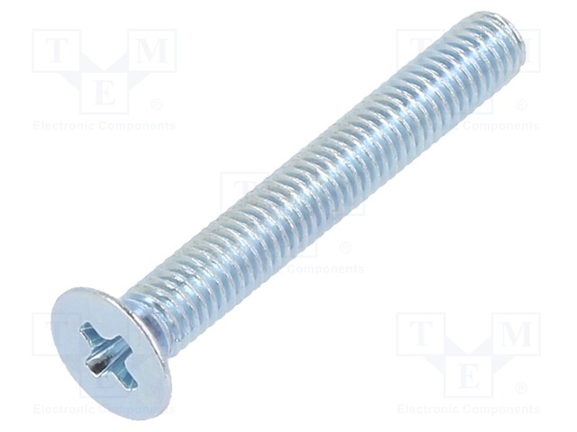 Screw; M3x22; DIN: 965A; Head: countersunk; Phillips; steel; zinc