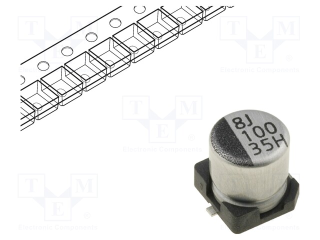 Capacitor: electrolytic; SMD; 10uF; 35VDC; Ø5x5.3mm; ±20%; 2000h