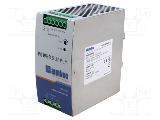 Power supply: switched-mode; for DIN rail; 240W; 48VDC; 5A; 3kV