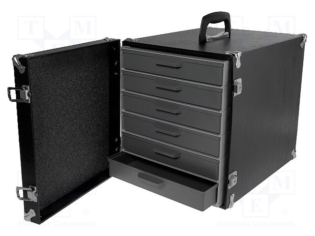 Portable set with drawers; Drawers no.in module: 6; black