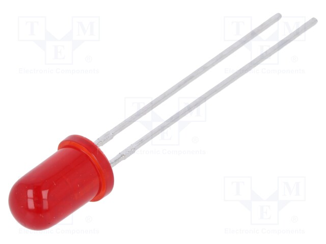 LED; 5mm; red; 10÷20mcd; 30°; Front: convex; No.of term: 2