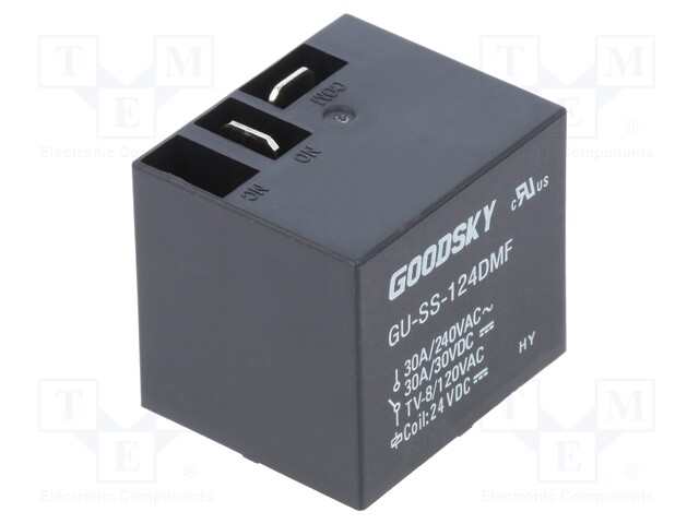 Relay: electromagnetic; SPST-NO; Ucoil: 24VDC; 30A; Mounting: PCB