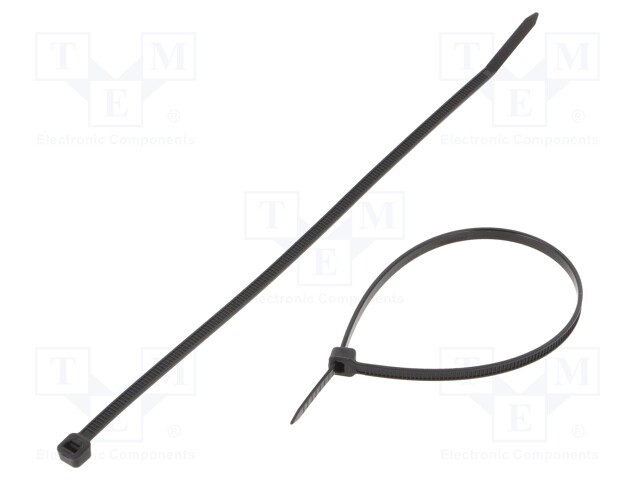 Cable tie; L: 200mm; W: 3.6mm; polyamide; 178N; black; -40÷85°C