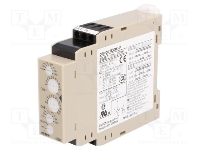 Timer; 0,1s÷1200h; SPDT; 250VAC/5A; 24÷240VAC; 24÷240VDC; DIN; IP20