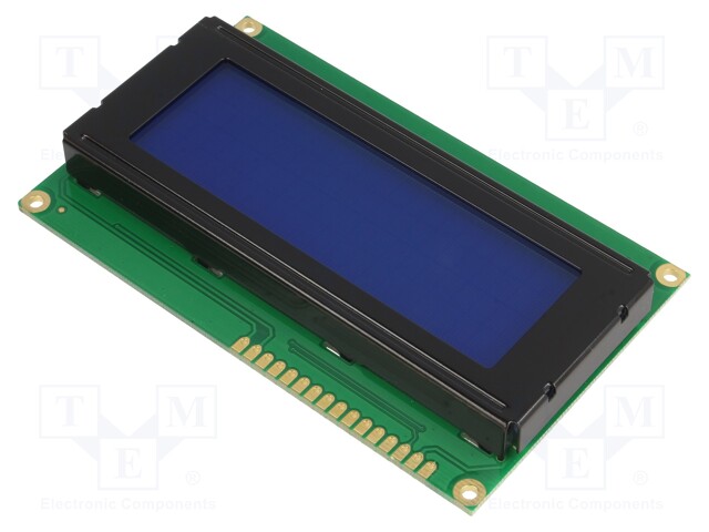 Display: LCD; alphanumeric; STN Negative; 20x4; blue; 98x60x13.6mm