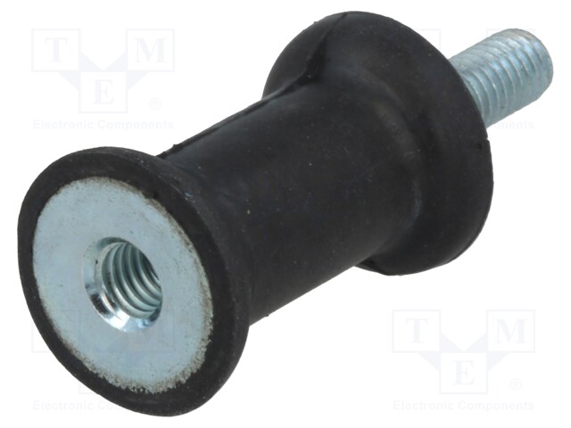 Vibration damper; M6; Ø: 20mm; rubber; L: 30mm; Thread len: 18mm