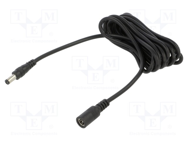 Cable; 2x0.5mm2; DC 5,5/2,1 plug,DC 5,5/2,1 socket; straight