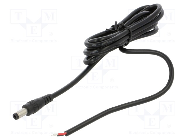 Cable; 2x0.5mm2; DC 5,5/2,5 plug; straight; black; 1.5m; -20÷80°C