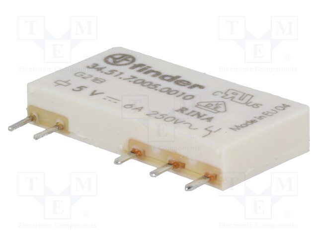 Relay: electromagnetic; SPDT; Ucoil: 5VDC; 6A/250VAC; 6A/30VDC