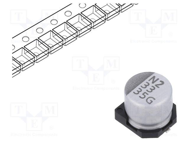 Capacitor: electrolytic; SMD; 33uF; ±20%; -55÷105°C; Series: GSC