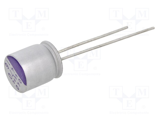 Capacitor: polymer; 470uF; 16VDC; SEPG; THT; ±20%; -55÷105°C; 5000h