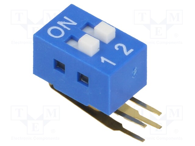 Switch: DIP-SWITCH; Poles number: 2; ON-OFF; 0.05A/12VDC; Pos: 2