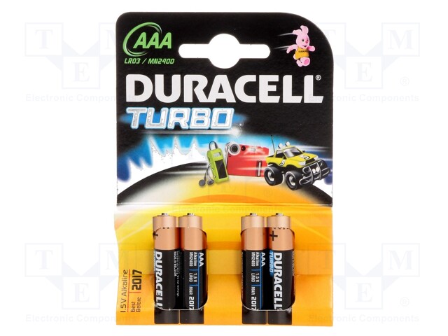 Battery: alkaline; 1.5V; AAA,R3; Turbo; Batt.no: 4
