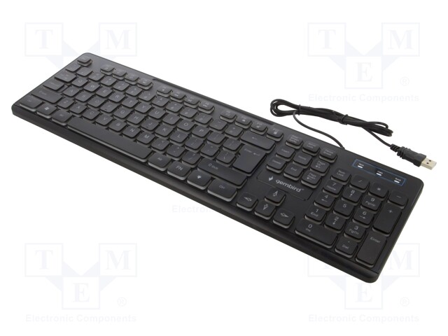 Keyboard; black; USB A; wired,US layout; 1.4m; Features: with LED