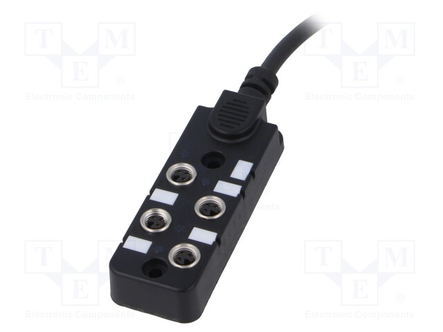 Distribution box; M8; PIN: 3; 5m; socket; 6A; -20÷80°C; IP67; IN: 4