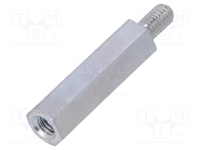 Screwed spacer sleeve; Int.thread: M4; 25mm; Ext.thread: M4; steel