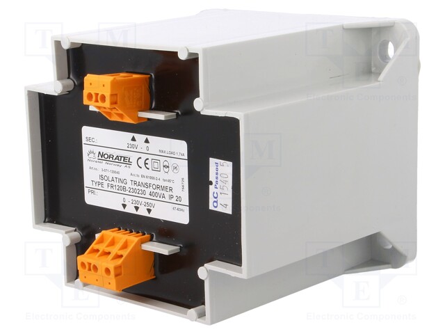 Transformer: encapsulated; 400VA; 230/250VAC; 230V; 5.9kg; IP20