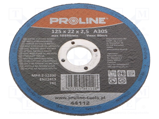 Cutting wheel; Ø: 125mm; Øhole: 22mm; Disc thick: 2.5mm; steel