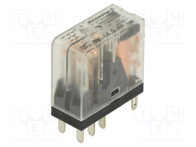 Relay: electromagnetic; DPDT; Ucoil: 24VDC; 5A; max.250VAC; socket