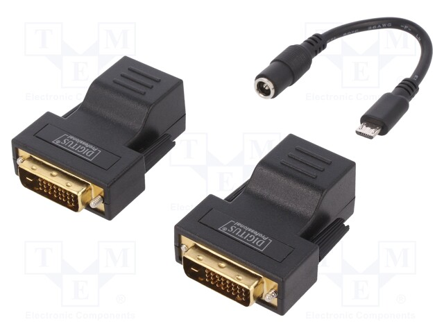 DVI extender; DVI-D (24+1) plug,RJ45 socket; 1920x1200px