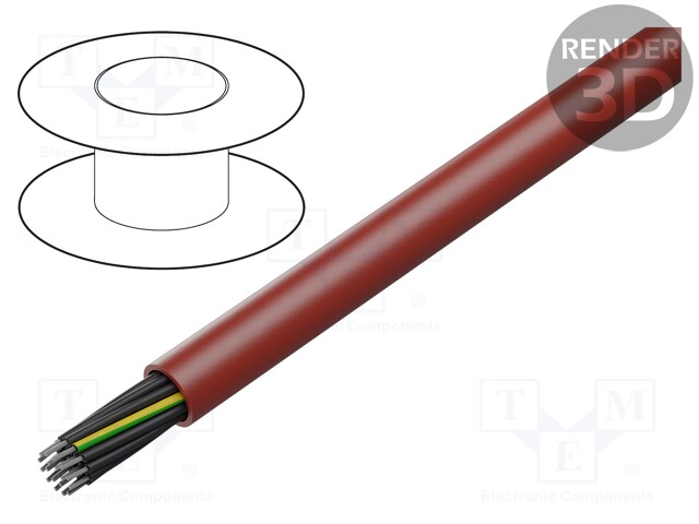 Wire; SiHF; Cu; stranded; 20G1,5mm2; silicone rubber; brown-red