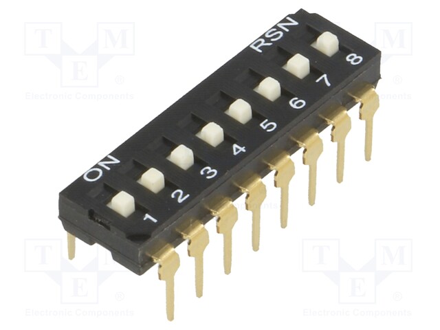 Switch: DIP-SWITCH; Poles number: 8; ON-OFF; 0.05A/12VDC; Pos: 2