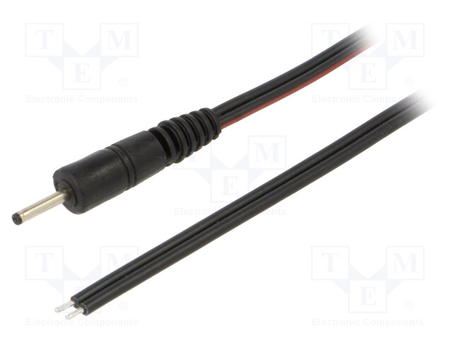 Cable; wires,DC 0,7/2,35 plug; straight; 0.75mm2; black; 1.5m