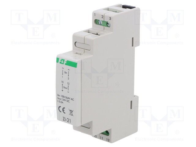 Power supply: switched-mode; 12W; 24VDC; 500mA; 100÷264VAC; 80g