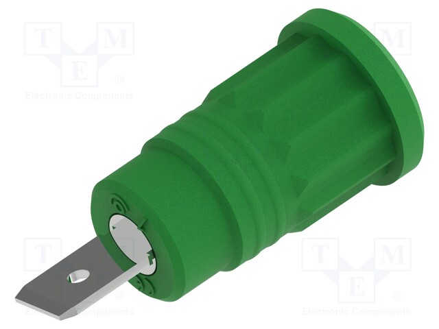 Socket; 4mm banana; 36A; 1kV; green; nickel plated; insulated