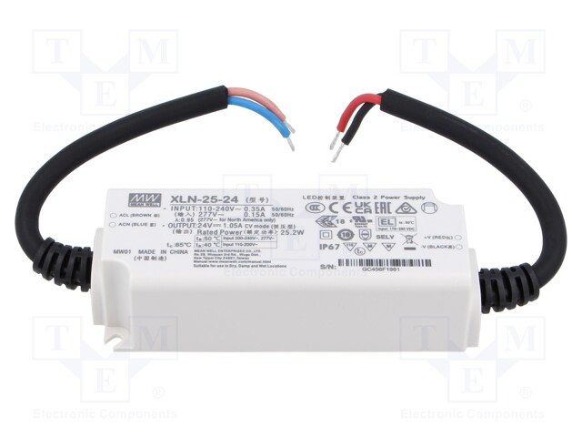 Power supply: switching; LED; 25W; IP67; XLN-25; -25÷85°C; OUT: 1