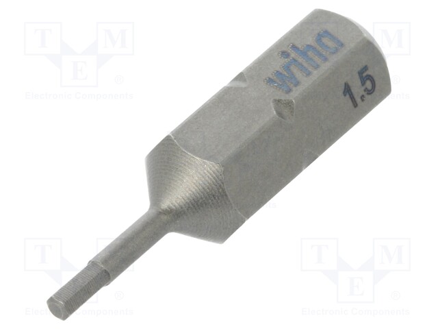 Screwdriver bit; Allen hex key; HEX 1,5mm; Overall len: 25mm