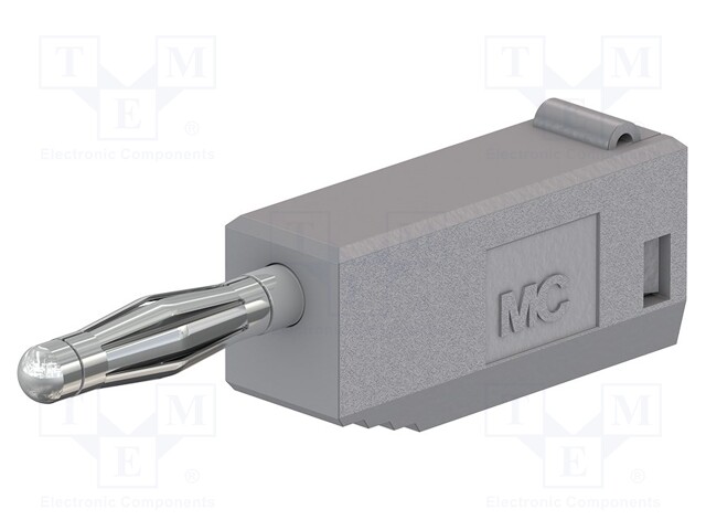 Plug; 2mm banana; 10A; 30VAC; 60VDC; grey; nickel plated; 0.5mm2