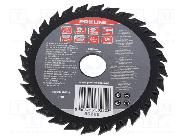 Cutting wheel; Ø: 125mm; with rasp; Ømount.hole: 22.2mm