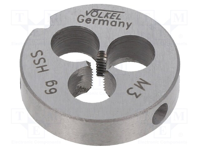 Threading die; HSS; M3; 0.5; Ø: 20mm; Thk: 5mm; Conform to: DIN 223