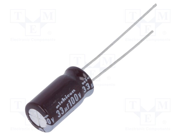 Capacitor: electrolytic; low impedance; THT; 33uF; 100VDC; Ø8x15mm