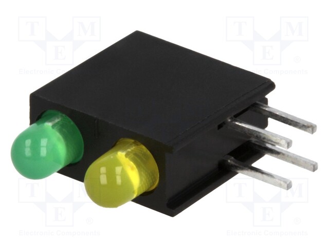 LED; in housing; yellow/green; 3mm; No.of diodes: 2; 20mA; 40°