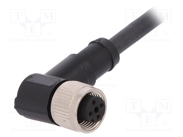 Connection lead; M12; PIN: 4; angled; 2m; plug; 250VAC; 4A; -25÷80°C