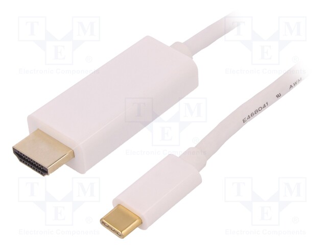 Adapter; USB 3.1; HDMI plug,USB C plug; 1m; Colour: white