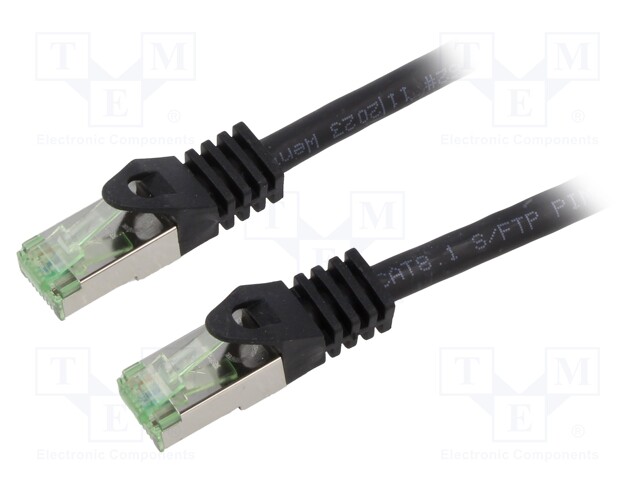 Patch cord; S/FTP; Cat 8.1; stranded; Cu; LSZH; black; 1m; 26AWG