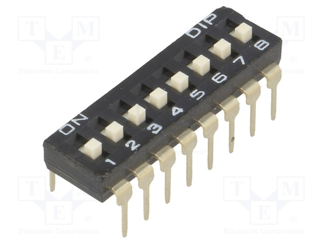 Switch: DIP-SWITCH; Poles number: 8; ON-OFF; 0.1A/24VDC; Pos: 2