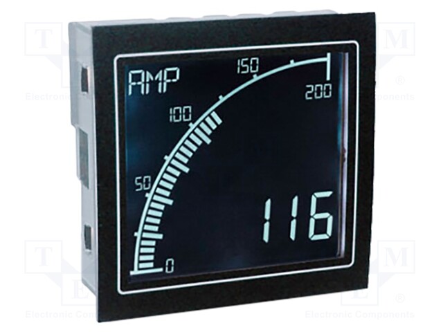 Ammeter, APM Series, AC, DC Current, 0A to 5A, 4 Digits, 12 to 24 Vdc, Negative LCD