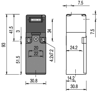 Safety switch: key operated; FR; NC + NO; IP67; polymer; black,red