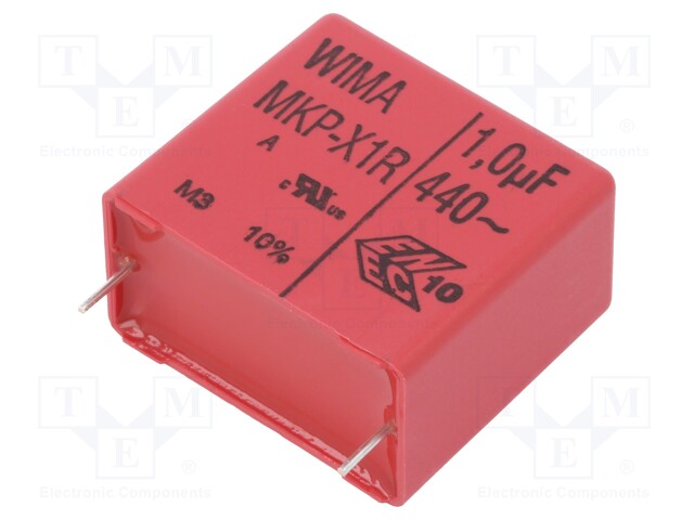 Capacitor: polypropylene; 1uF; 440VAC; ±10%; THT; Pitch: 27.5mm