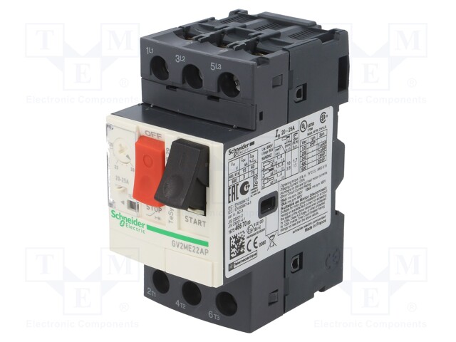 Motor breaker; 11kW; 230÷690VAC; DIN; Overcurrent release: 20÷25A